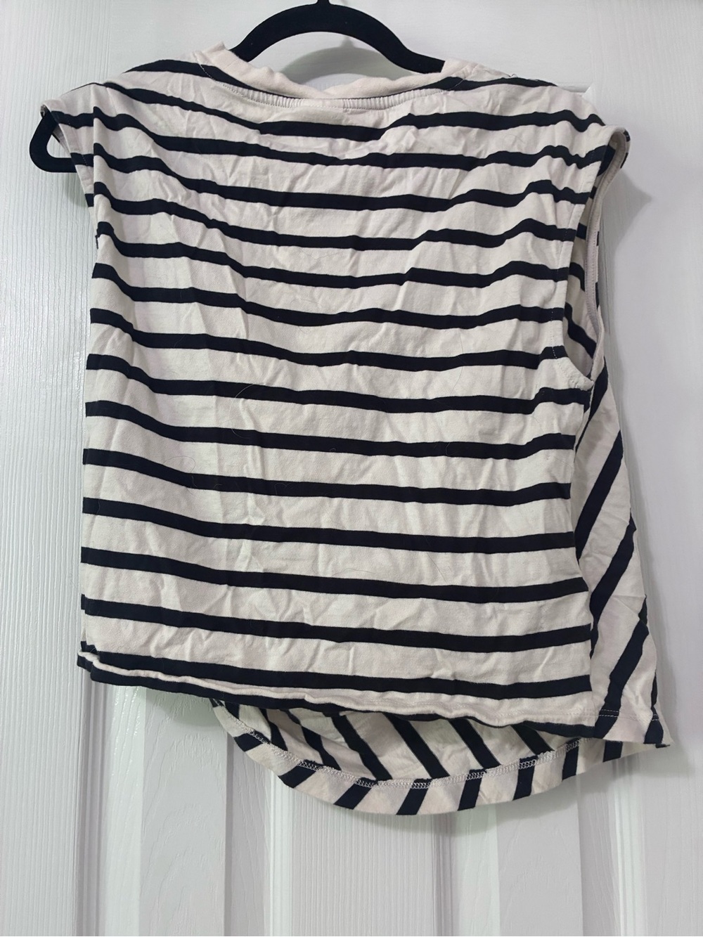 Striped Twist-Front Women's Top - Black & Cream - Picture 3 of 4